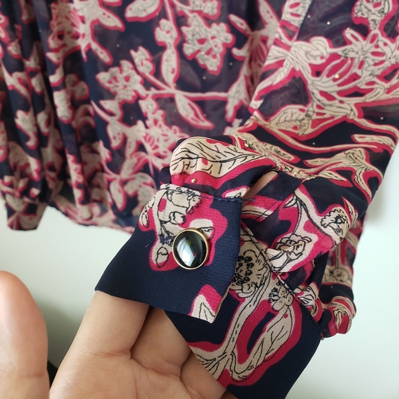 ZARA FLORAL COLLAR BLOUSE - Picture 6 of 7